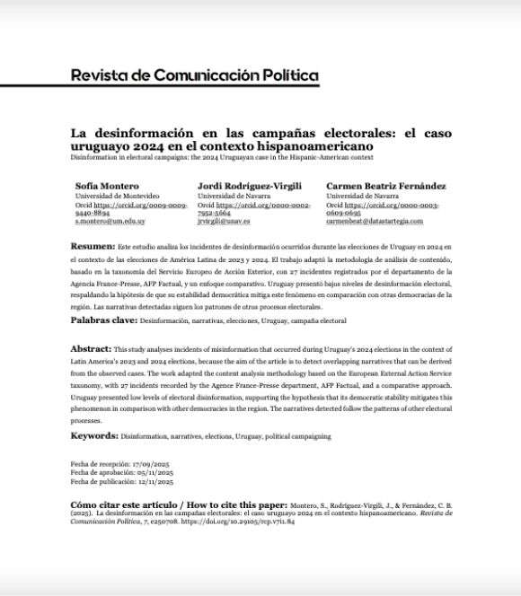 La desinformación en las campañas electorales: el caso uruguayo 2024 en el contexto hispanoamericano